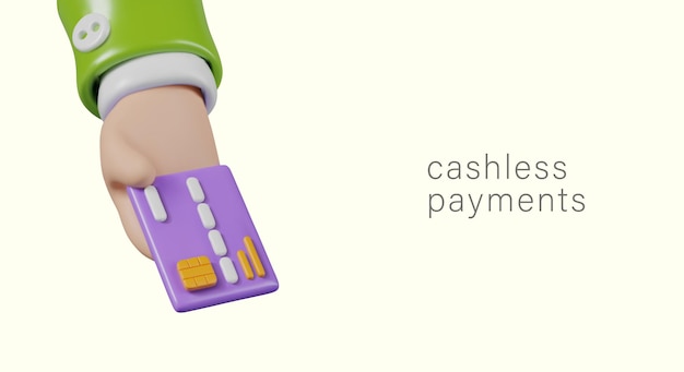 Vector concept of cashless payment realistic hand holds out credit card