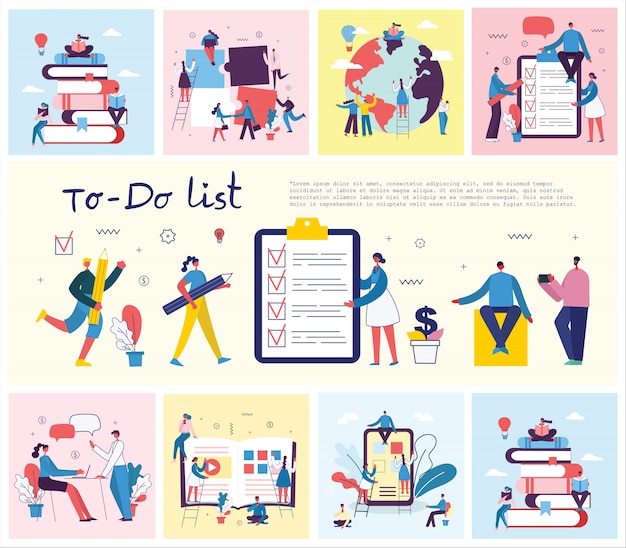 Concept of characters working with to do list. illustration of planning, project management, brainstorming in the modern flat design