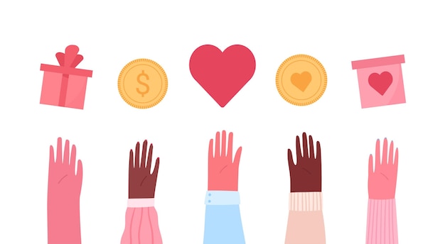 Vector concept of charity and donation flat illustration