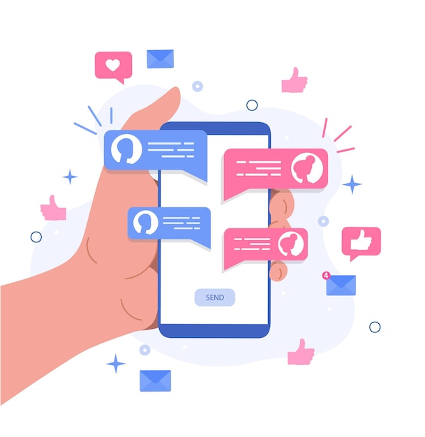 concept of chatting social networks and instant messengers modern technologies and communication on