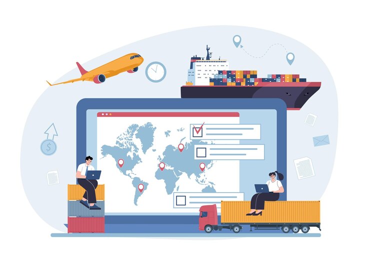 वेक्टर the concept of choosing a logistics scheme for the delivery of goods vector illustration