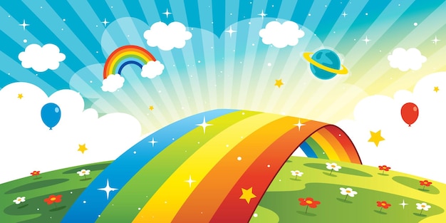 Vector concept of a colorful rainbow