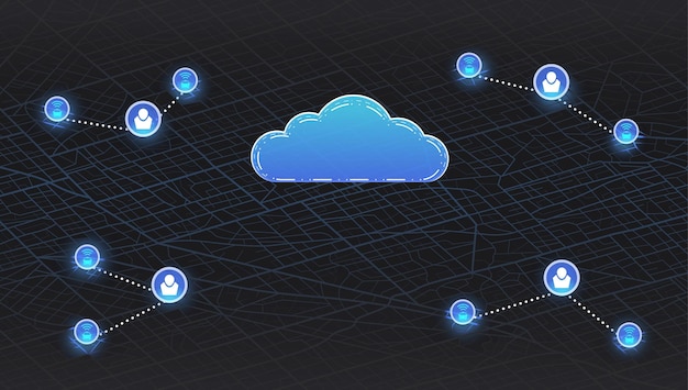 Concept for connected devices ride sharing service location tracks dashboard cloud data processing