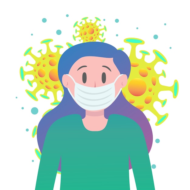 concept of coronavirus quarantine woman in white medical face mask novel coronavirus 2019ncov background virus infection medical poster for virus infections prevention methods and symptoms