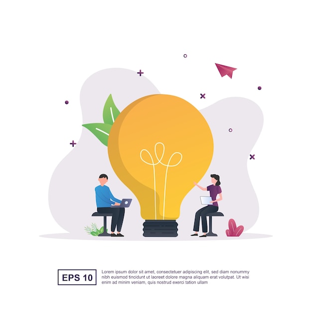 Vector concept of creative idea with a big light bulb