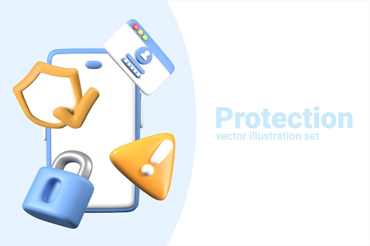 Vector concept of data protection on mobile phone software for blocking smartphone
