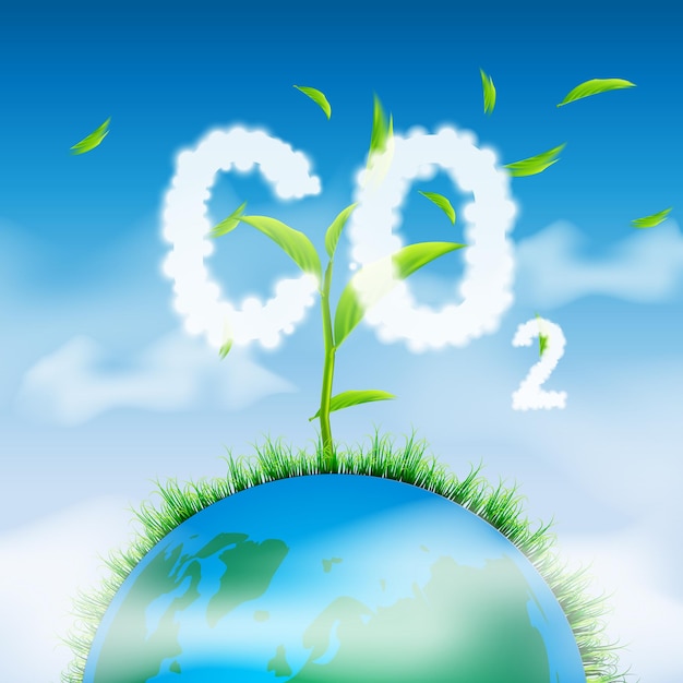 Vector concept depicting the issue of carbon dioxide emissions reduce co2 emission for save the world