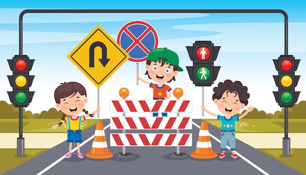 Vector concept design with traffic signs