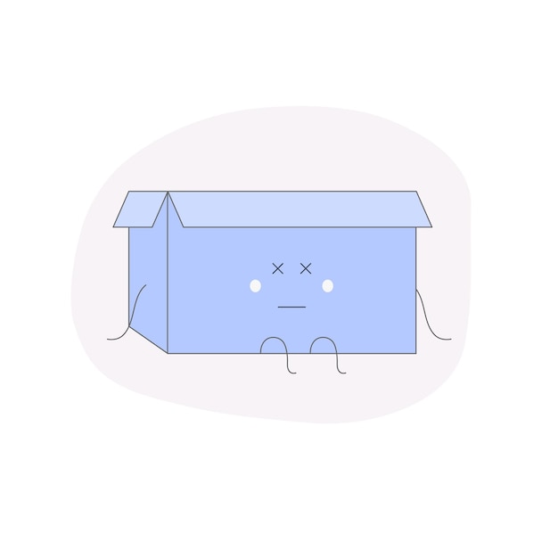 Concept disconetchion sad box character sits with a disappointed look on his face page or file not found connection error