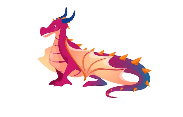 Concept dragon the illustration is a flat vector design of a cute cartoon dragon the concept