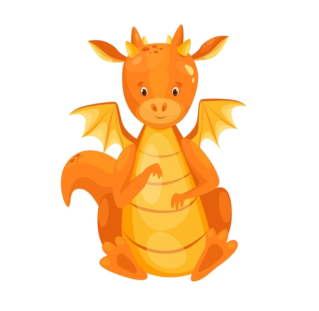 Concept dragon little the illustration features a cute orange dragon rendered in a flat vector style