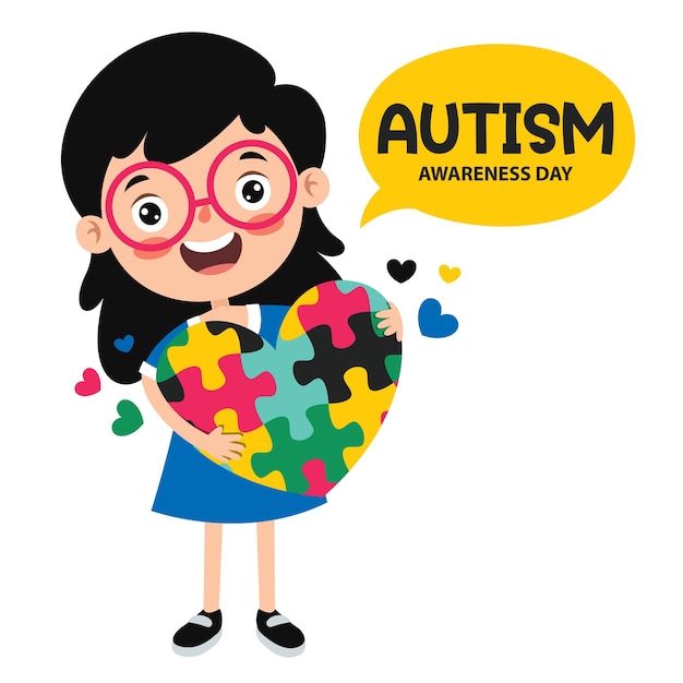 Vector concept drawing of autism awareness