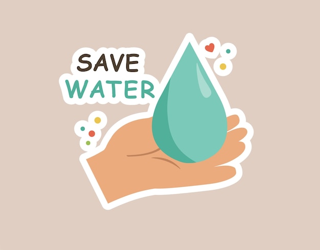 Concetto goccia d'acqua ecologica a mano salva acqua titolo questa è un'illustrazione di design a tema ecologico