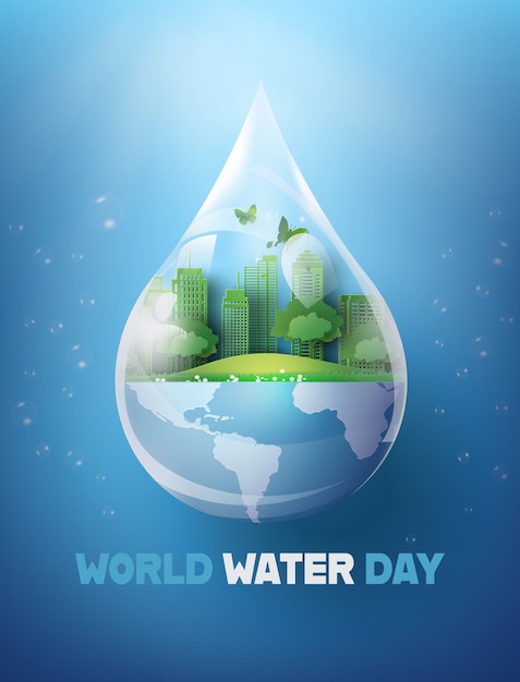 Vector concept of ecology and world water day .