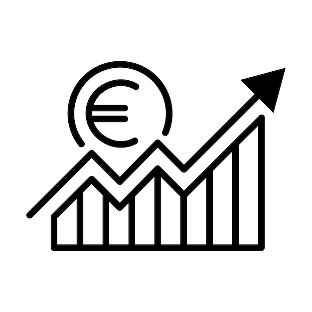 Concept of economic growth or euro appreciation Business graph growth