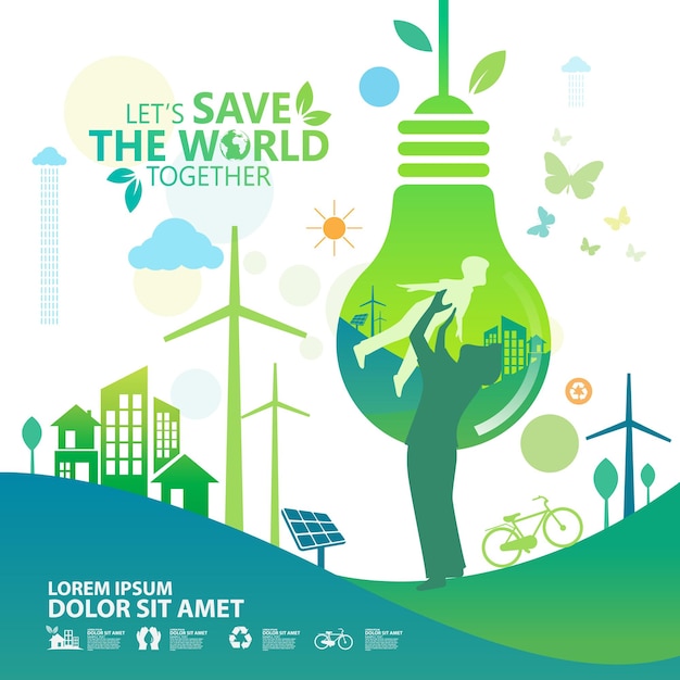 Concept of Environment Let's Save the World Together