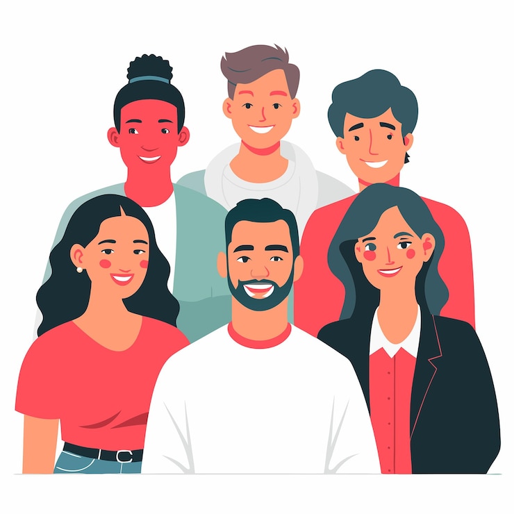 Vector concept of ethnic friendship and global unity in harmony