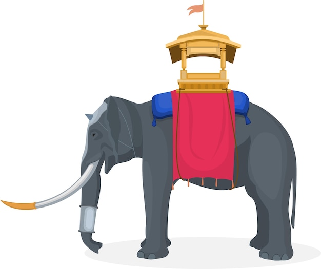 Concept of festival and celebrations, Elephant Carrying Golden Howdah or Chinnada Ambari on the lead