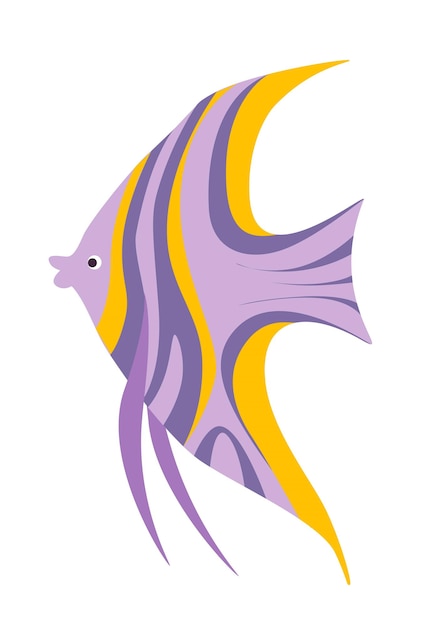 Concept Fish sea ocean This flat vector cartoon design showcases an ocean striped bright fish