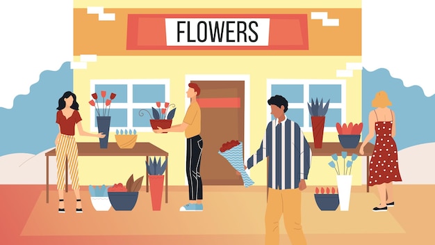 Vettore concetto di negozio di fiori