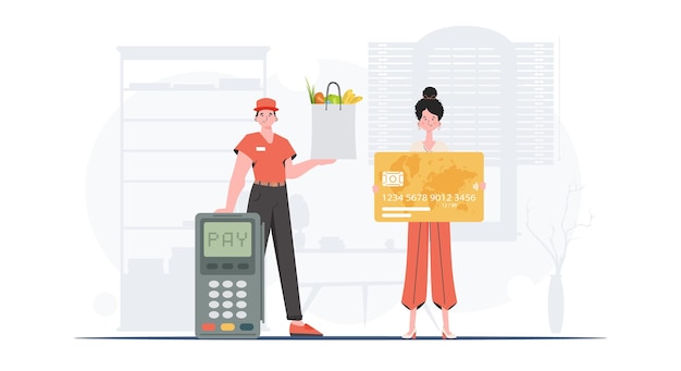 the concept of food delivery to the house vector trendy cartoon style