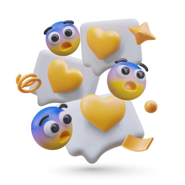 Vettore concetto di emoji divertenti con reazione alle urla reazione online ai social media