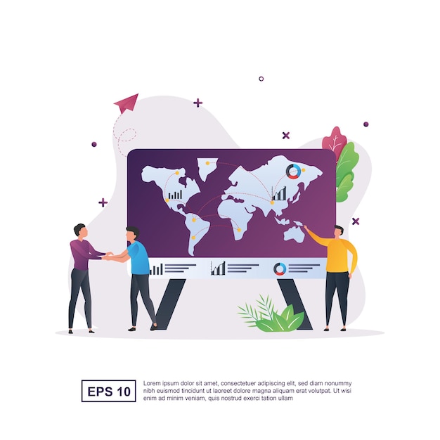 Concept of global business with the person shaking hands