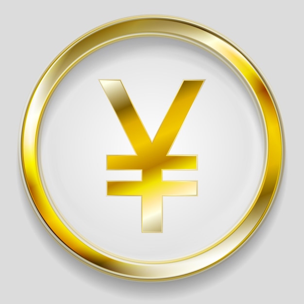 Vector concept golden yuan symbol logo button