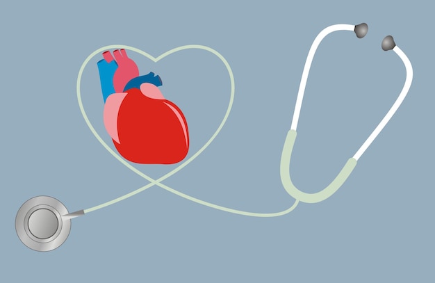 A concept for health of heart stethoscope in shape of heart