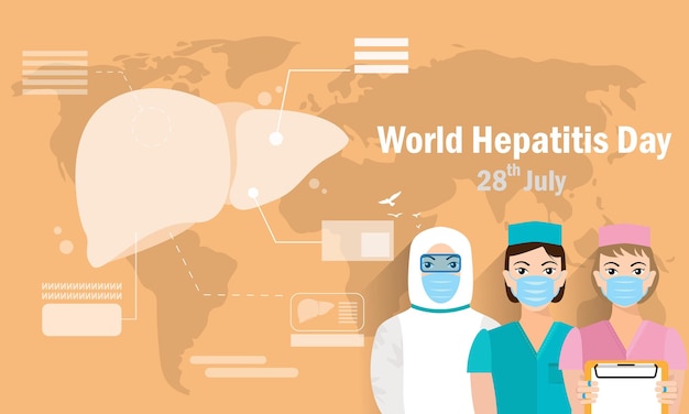 Concept of hepatitis Vector illustration banner or poster for world hepatitis day