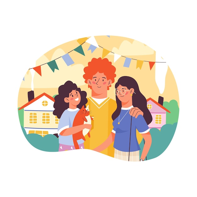 Concept hug day and happy family relationship a vector illustration