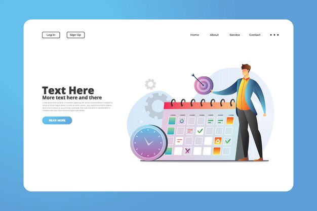 Modello di pagina di destinazione della pianificazione del grafico statistico dell'uomo illustrato concetto