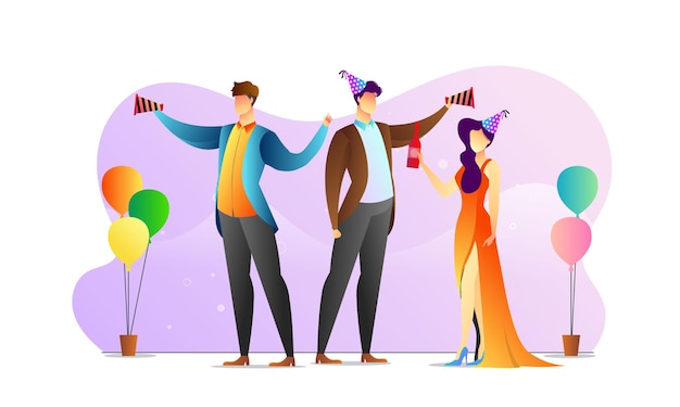 Vector concept illustrated people wine birthday party  creative template