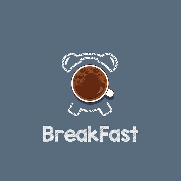 灰色の背景に分離された朝食時間の概念図