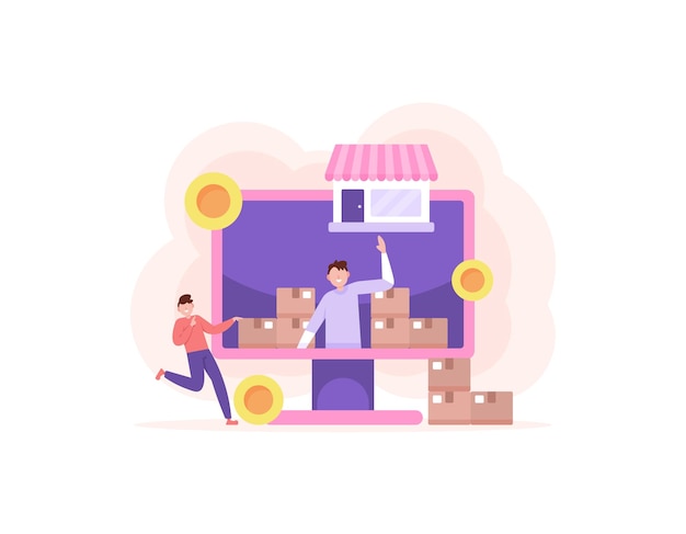 Vector concept illustration of dropshipper goods distributor reseller and ecommerce business