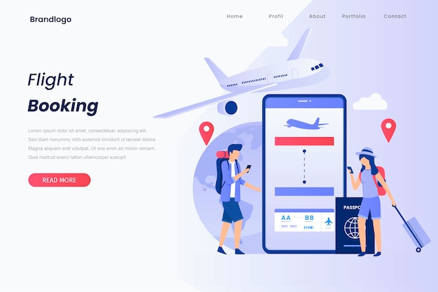 Vector concept illustration landing page of book your flight