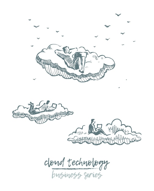 Illustrazione concettuale dei social media e della tecnologia cloud