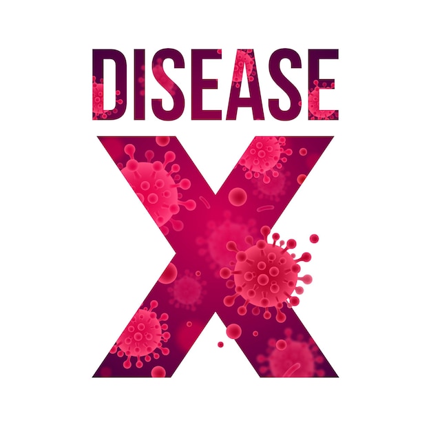 Concept illustration with Disease X virus symbol