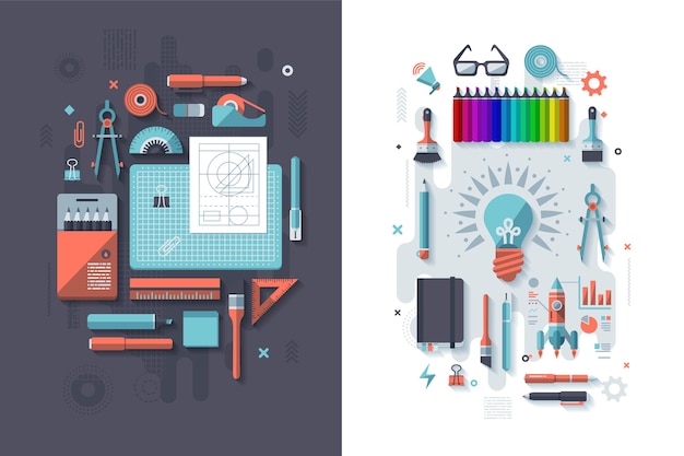 Vector concept illustration with flat designstyled vectors themed on programming and coding eps 10 file