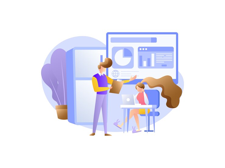 Vector the concept of illustration works from home