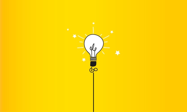 Concept of innovation new ideas Bulb standing out against a yellow background Vector illustration