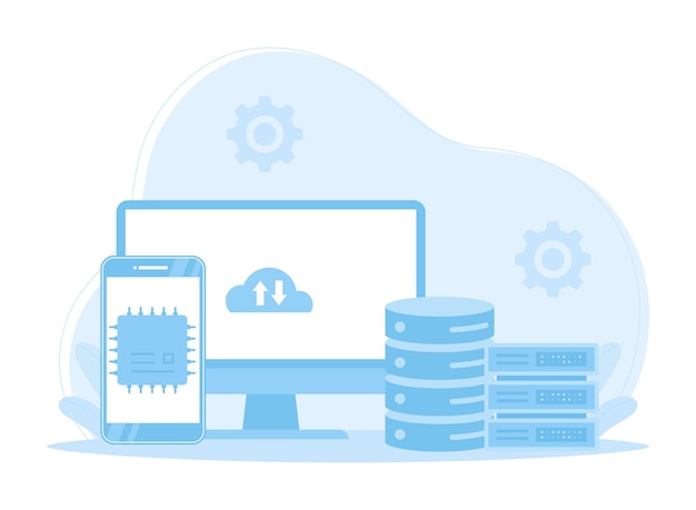 The concept is backing up the data concept flat illustration