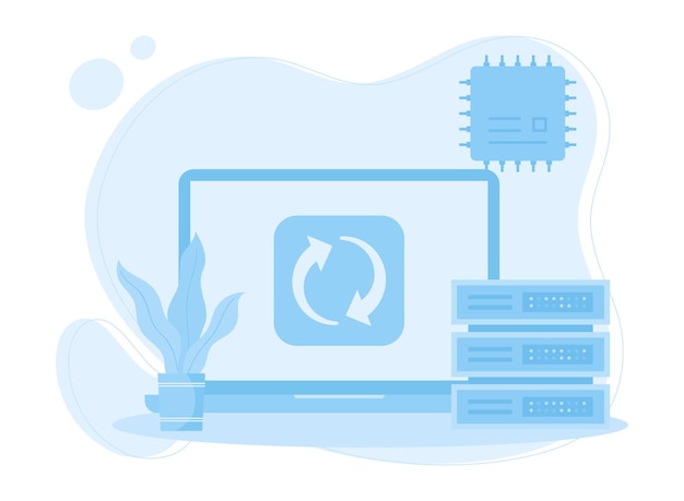 The concept is backing up the data concept flat illustration
