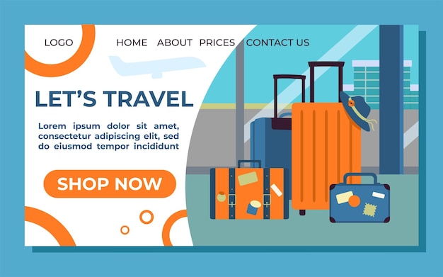concept of landing for travel traveling vacation flights vector illustration in flat style