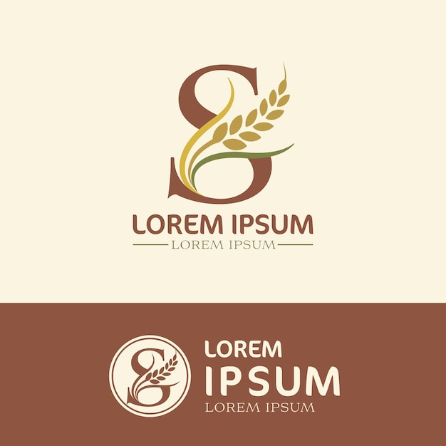 Vettore concetto di lettera s logo design azienda agricola di riso branding