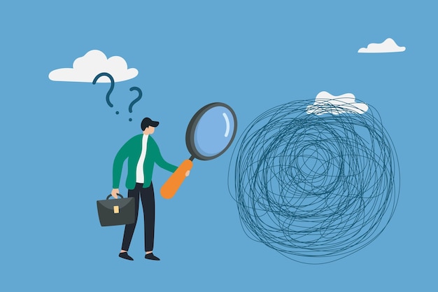 the concept of looking for the source of a problem and a solution to solve it person is analyzing a complex problem