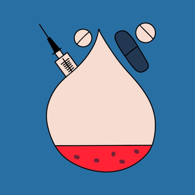 Vector the concept of low blood sugar prediabetes anemia vector illustration in flat style