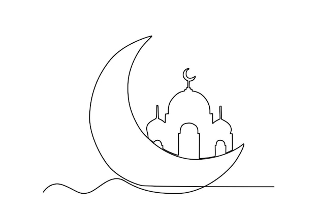 A concept of mawlid celebration Mawlid oneline drawing