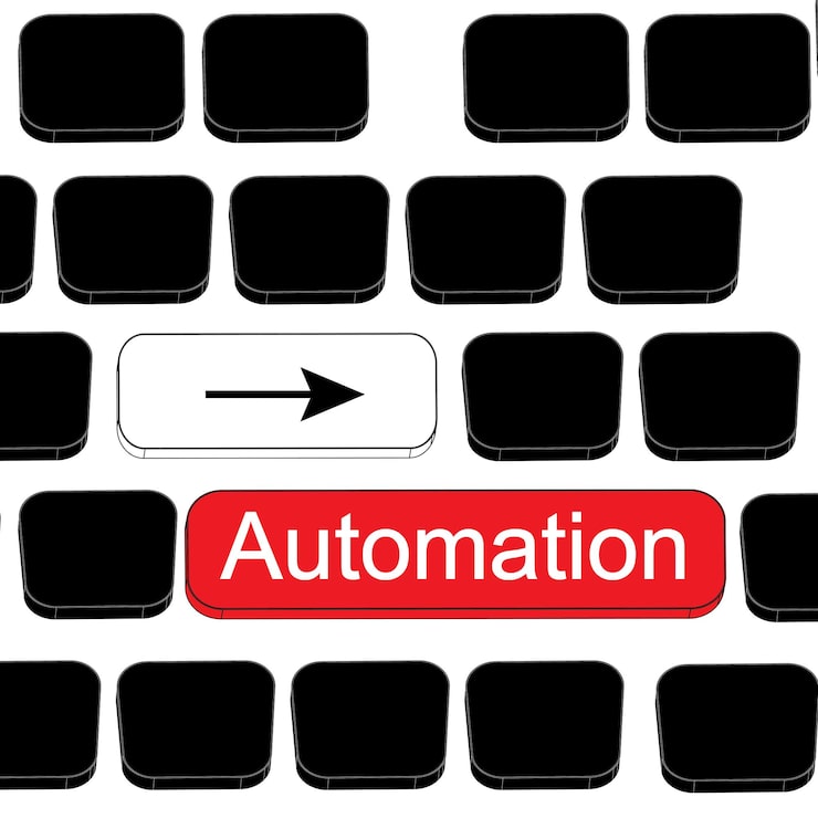 Vector concept meaning conveys a commercial message using graphics keyboard keydigital display advertising keyboard key marker automation vector design