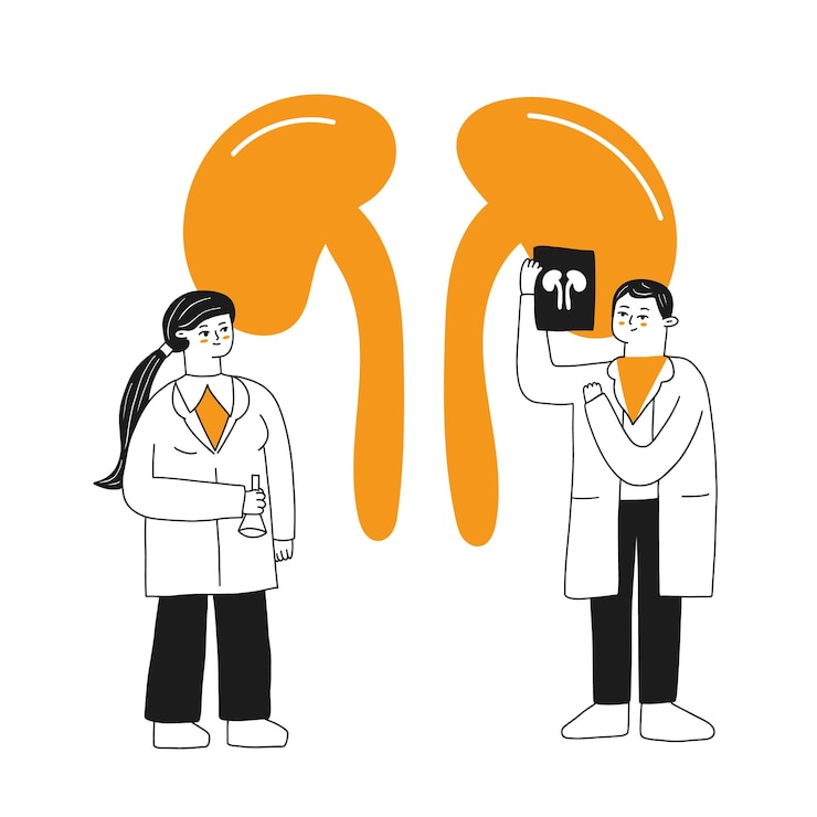 Vector the concept of medical diagnosis of human nefrology diseases examination and treatment